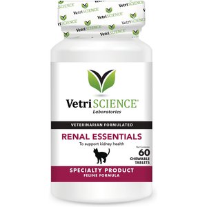 VetriScience Renal Essentials Chewable Tablets Kidney & Urinary Supplement for Cats, 60 count