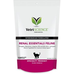 VetriScience Renal Essentials Feline Soft Chews Kidney & Urinary Supplement for Cats, 120 count