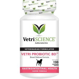 VetriScience Vetri Probiotic BD Chewable Tablets Digestive Supplement for Dogs, 120 count