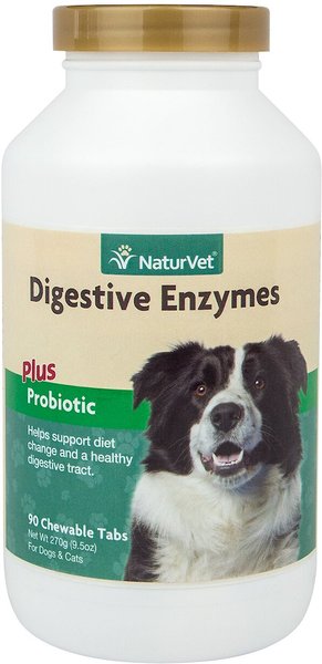 NaturVet Digestive Enzymes Plus Probiotic Chewable Tablets Digestive Supplement for Cats & Dogs, 90 count slide 1 of 5
