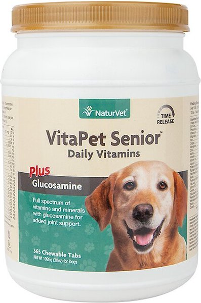 NaturVet VitaPet Senior Daily Vitamins Plus Glucosamine Dog Supplement, 365 count slide 1 of 5