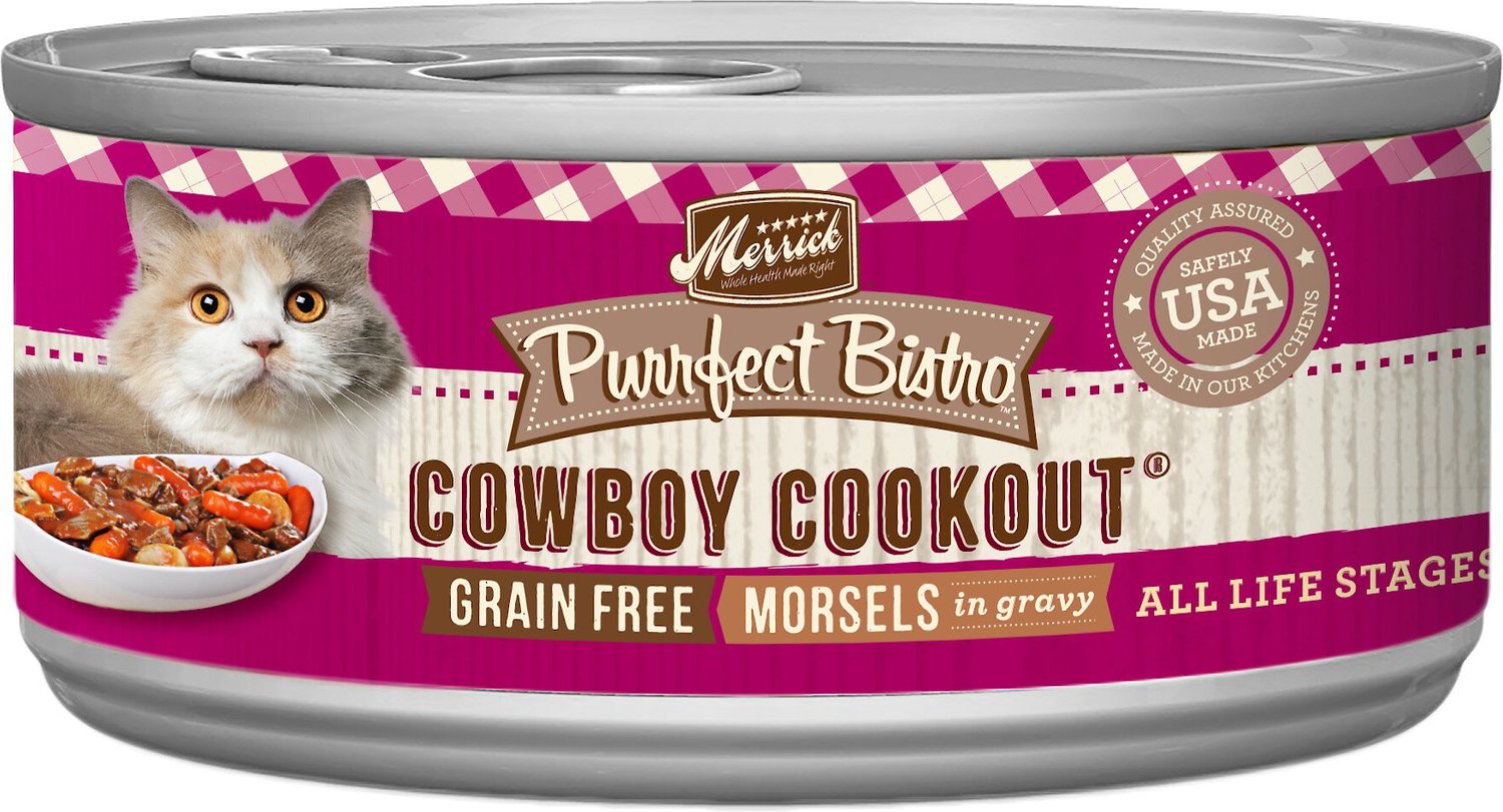 Merrick Purrfect Bistro GrainFree Cowboy Cookout Morsels in Gravy
