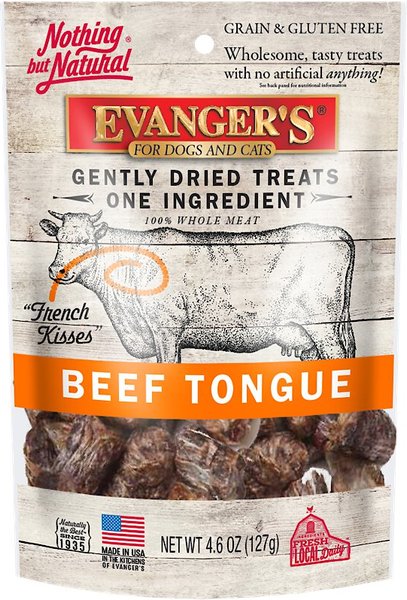 Evanger's Nothing but Natural Beef Tongue Gently Dried Dog & Cat Treats, 4.6-oz bag slide 1 of 1