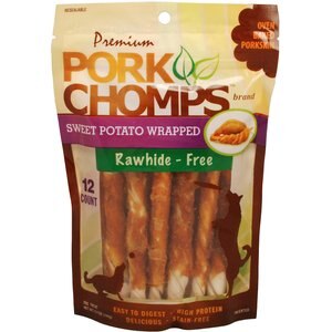 Premium Pork Chomps Sweet Potato Wrapped Twists Dog Treats, Mini, 12 count