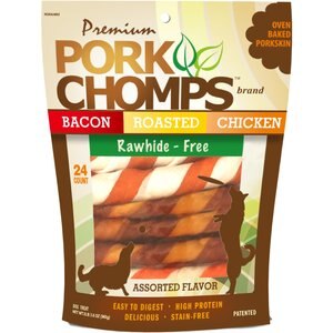 Premium Pork Chomps Assorted Flavors Twists Dog Treats, 24 count