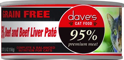 Dave's Pet Food 95% Premium Meat Grain-Free Beef & Beef Liver Pate Canned Cat Food, slide 1 of 1