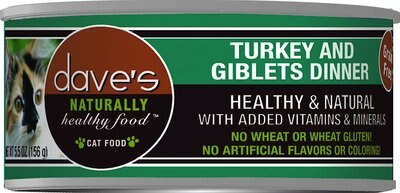 Dave's Pet Food Naturally Healthy Grain-Free Turkey & Giblets Dinner Canned Cat Food, slide 1 of 1