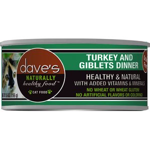 Dave's Pet Food Naturally Healthy Grain-Free Turkey & Giblets Dinner Canned Cat Food, 5.5-oz, case of 24