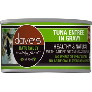 Dave's Pet Food Naturally Healthy Grain-Free Tuna Entree in Gravy Canned Cat Food, 5.5-oz, case of 24