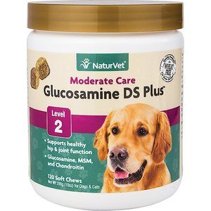NaturVet Moderate Care Glucosamine DS Plus Soft Chews Joint Supplement for Cats & Dogs, 120 count