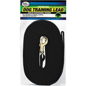 Four Paws Cotton Web Training Dog Lead, Black, 15-ft