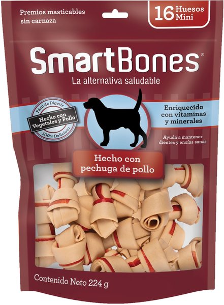 SmartBones Mini Chicken Chew Bones Dog Treats, 16 pack slide 1 of 6