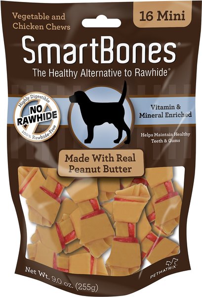 SmartBones Mini Peanut Butter Chew Bones Dog Treats, 16 pack slide 1 of 4
