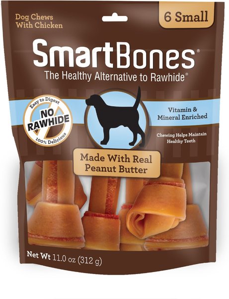 SmartBones Small Peanut Butter Chew Bones Dog Treats, 6 pack slide 1 of 6