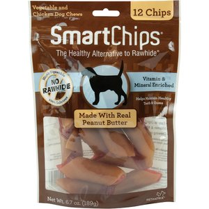 SmartBones SmartChips Peanut Butter Chews Dog Treats, 12-pack