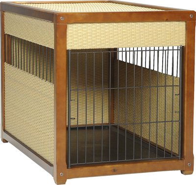Mr. Herzher's Deluxe Wicker Single Door Furniture Style Dog Crate, Dark Brown, slide 1 of 1