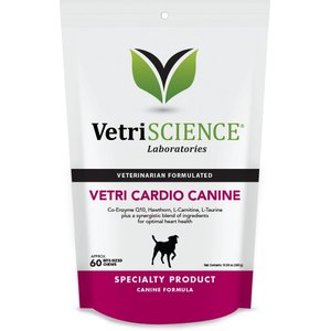 VetriScience Vetri Cardio Canine Soft Chews Heart Supplement for Dogs, 60 count