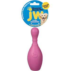 JW Pet iSqueak Bouncin' Bowlin' Pin Dog Toy, Color Varies, Small