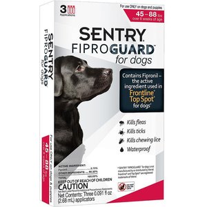 Sentry FiproGuard Flea & Tick Spot Treatment for Dogs, 45-88 lbs, 3 Doses (3-mos. supply)