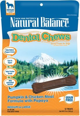 Natural Balance Dental Chews Pumpkin & Chicken Meal Formula with Papaya Dog Treats, slide 1 of 1