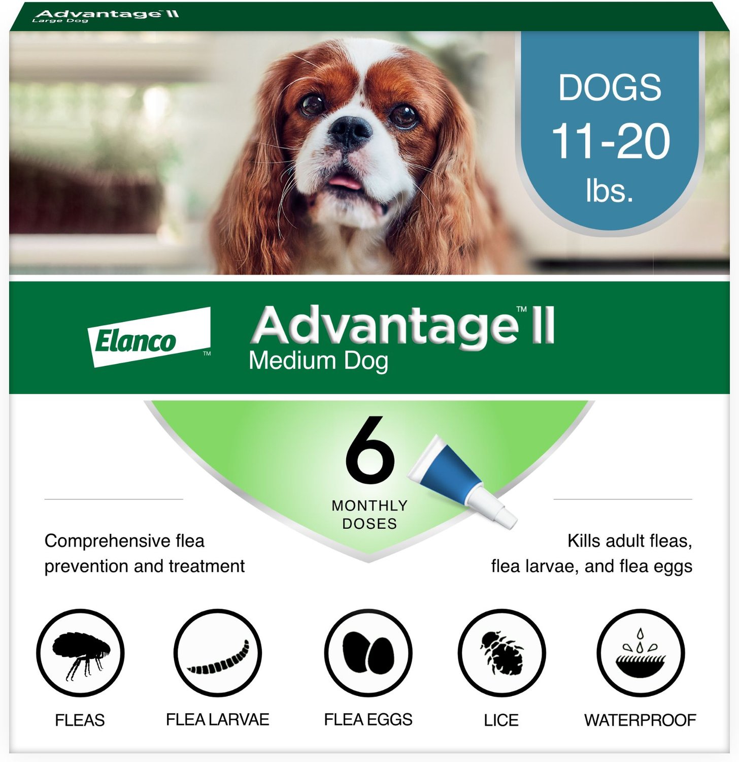 Advantage II Flea Treatment for Medium Dogs, 1120 lbs, 6