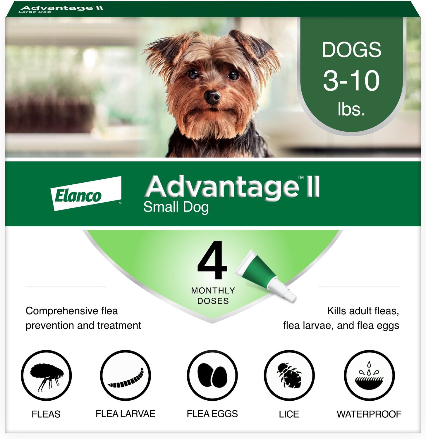 Advantage II Flea Treatment for Small Dogs, 310 lbs, 4