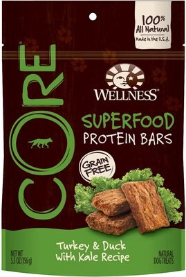 Wellness CORE Grain-Free Protein Bars Turkey & Duck with Kale Recipe Dog Treats, slide 1 of 1