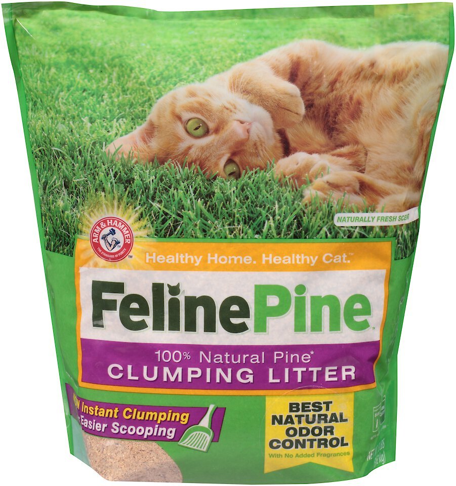 FELINE PINE Scoop Unscented Clumping Wood Cat Litter, 8lb bag