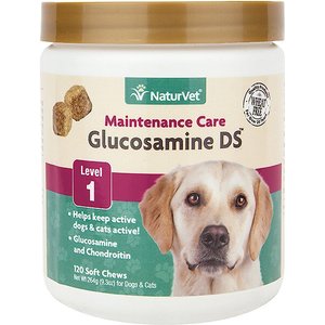 NaturVet Maintenance Care Glucosamine DS Soft Chews Joint Supplement for Dogs, 120 count
