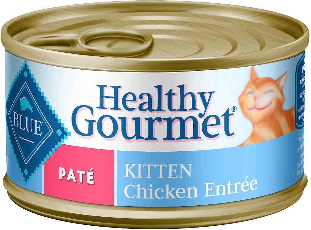 Blue Buffalo Healthy Gourmet Pate Kitten Chicken Entree Canned Cat Food, 3-oz, case of 24 ...