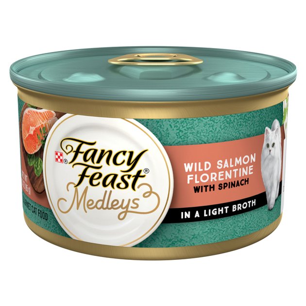 Fancy Feast Medleys Wild Salmon Florentine Canned Cat Food, 3oz, case