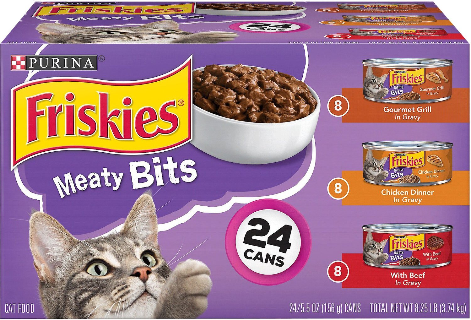 Friskies Meaty Bits Variety Pack Canned Cat Food, 5.5oz, case of 24