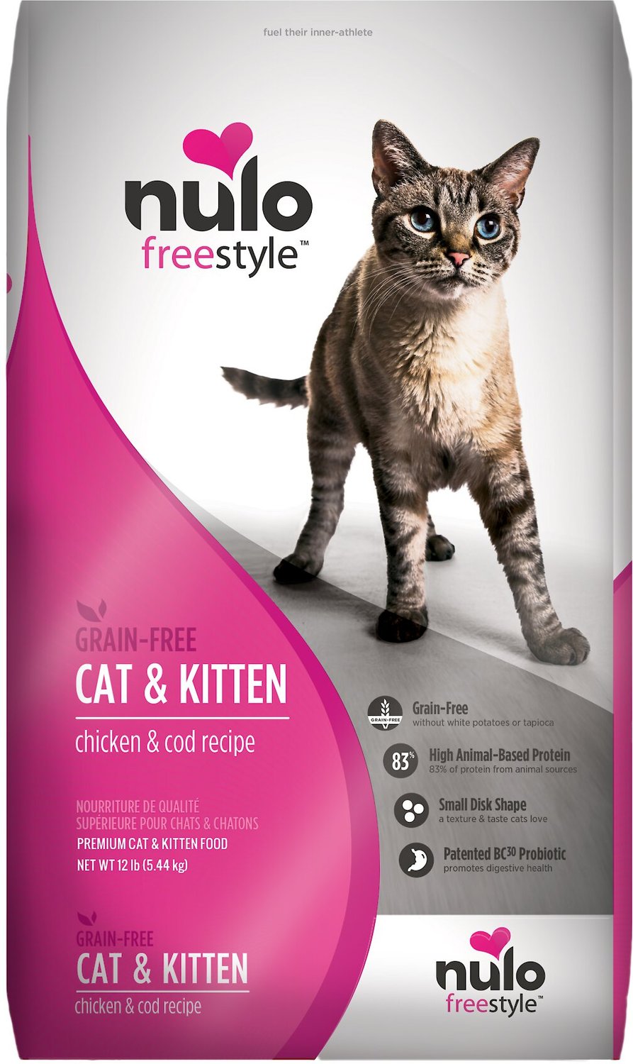 Nulo Freestyle Chicken & Cod Recipe Grain-Free Dry Cat & Kitten Food, 12-lb bag - Chewy.com