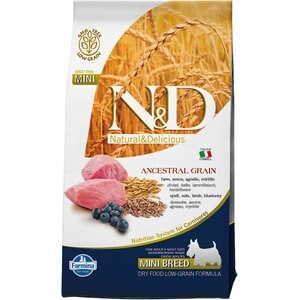 Farmina N&D Ancestral Grain Lamb & Blueberry Recipe Adult Mini Breed Dry Dog Food, 5.5-lb bag