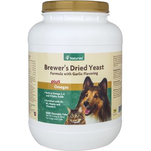 NaturVet Brewer's Dried Yeast with Omegas Chewable Tablets Skin & Coat Supplement for Cats & Dogs, 5000 count