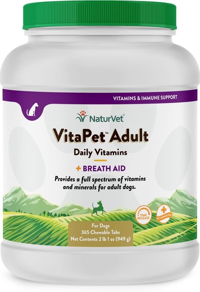NaturVet VitaPet Adult Plus Breath Aid Chewable Tablets Multivitamin for Dogs, 365 count slide 1 of 6
