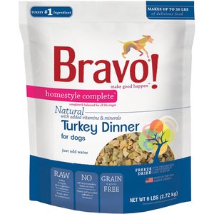 Bravo! Homestyle Complete Turkey Dinner Grain-Free Freeze-Dried Dog Food, 6-lb bag
