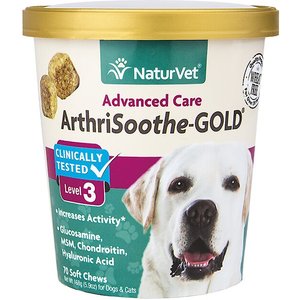 NaturVet Advanced Care ArthriSoothe-GOLD Soft Chews Joint Supplement for Cats & Dogs, 70 count