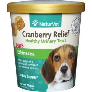 NaturVet Cranberry Relief Plus Echinacea Soft Chews Urinary Supplement for Dogs, 60 count