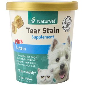 NaturVet Tear Stain Plus Lutein Soft Chews Vision Supplement for Cats & Dogs, 70 count