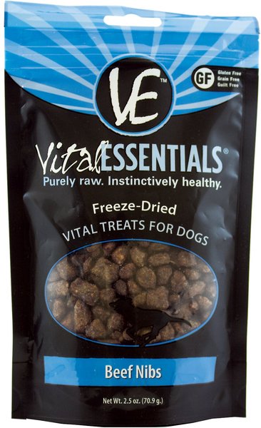 Vital Essentials Beef Nibs Freeze-Dried Raw Dog Treats, 2.5-oz bag slide 1 of 7