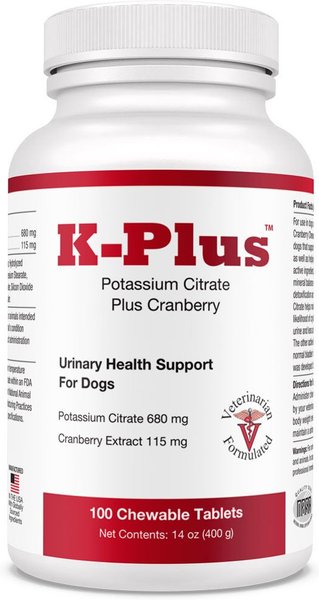 K-Plus Potassium Citrate Plus Cranberry Chewable Tablets for Dogs, 100 count slide 1 of 5