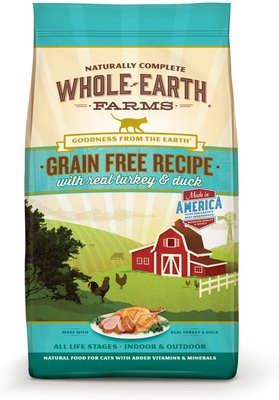 5. Whole Earth Farms Grain-Free Real Turkey & Duck Recipe Dry Cat Food