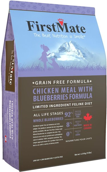 FirstMate Chicken Meal with Blueberries Formula Limited Ingredient Diet Grain-Free Dry Cat Food, 10-lb bag slide 1 of 5