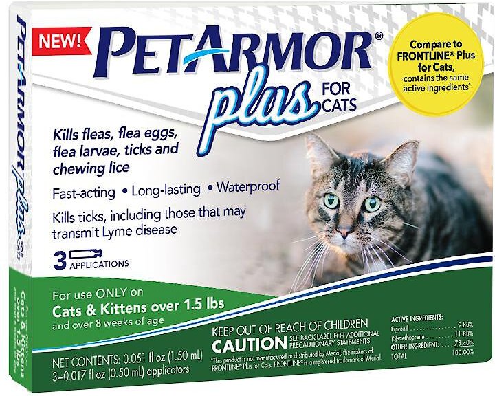 PetArmor Plus Flea & Tick SqueezeOn Treatment for Cats Over 1.5 lbs, 3