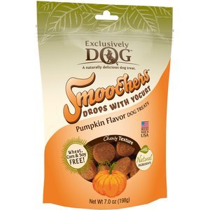 Exclusively Dog Smoochers Yogurt Drops Pumpkin Flavor Grain-Free Dog Treats, 7-oz bag