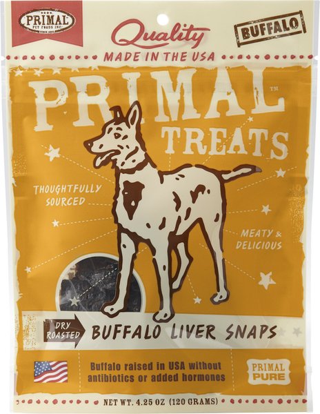 Primal Buffalo Liver Snaps Dry Roasted Dog Treats, 4.25-oz bag slide 1 of 4