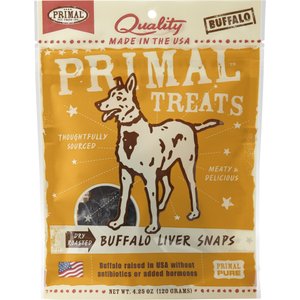 Primal Buffalo Liver Snaps Dry Roasted Dog Treats, 4.25-oz bag