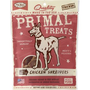 Primal Chicken Shredders Dry Roasted Dog Treats, 4-oz bag