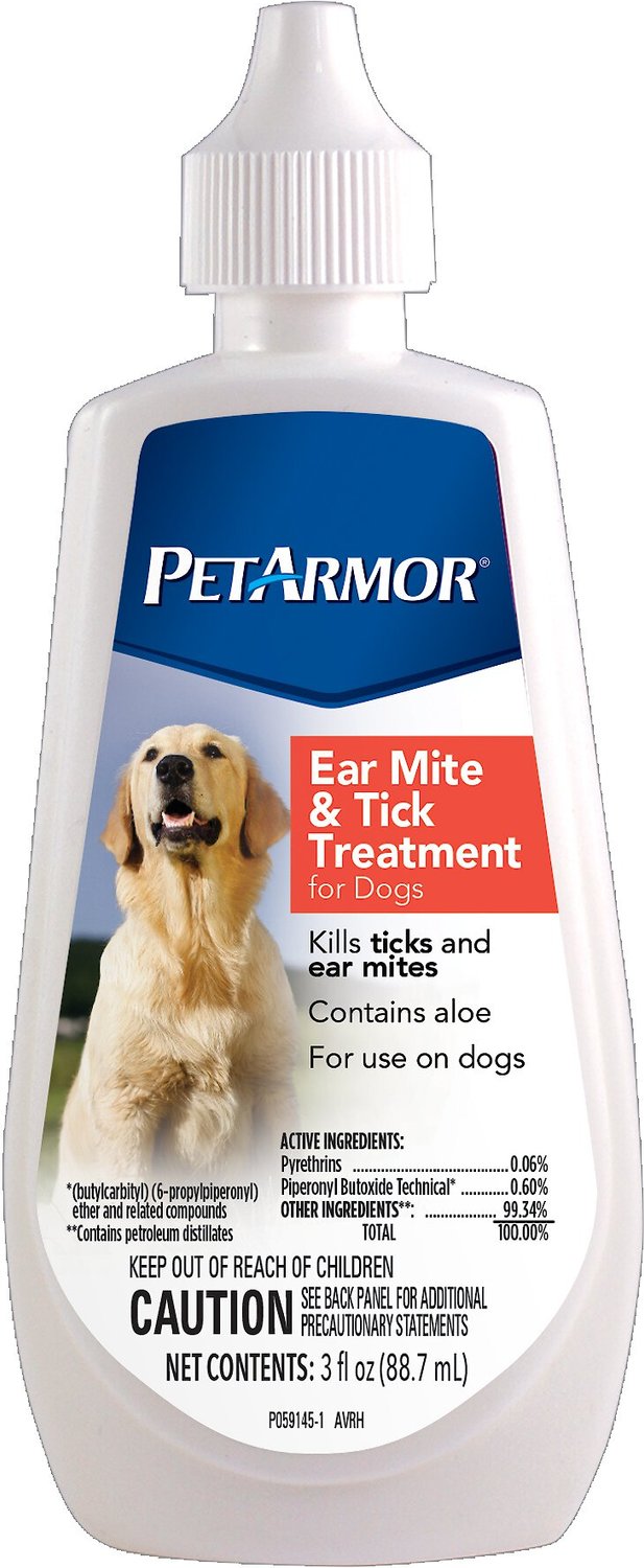PetArmor Ear Mite & Tick Treatment for Dogs, 3oz bottle